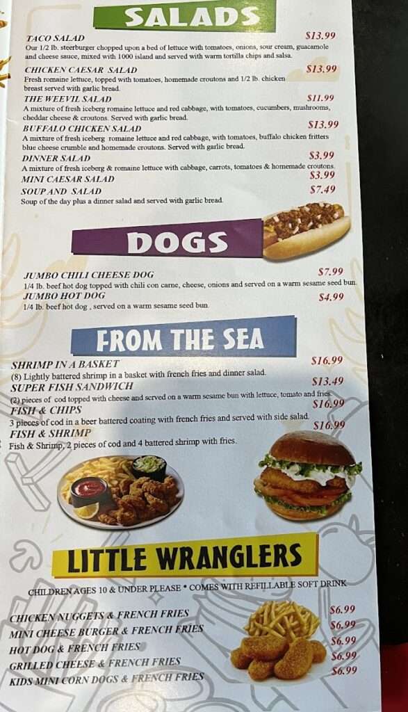 The Weevil Burger Restaurant menu 3
